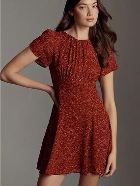 Reformation Lula Flutter Sleeve Mini Dress | Red Floral